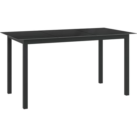 Gartentisch Schwarz 150x90x74 cm Aluminium und Glas