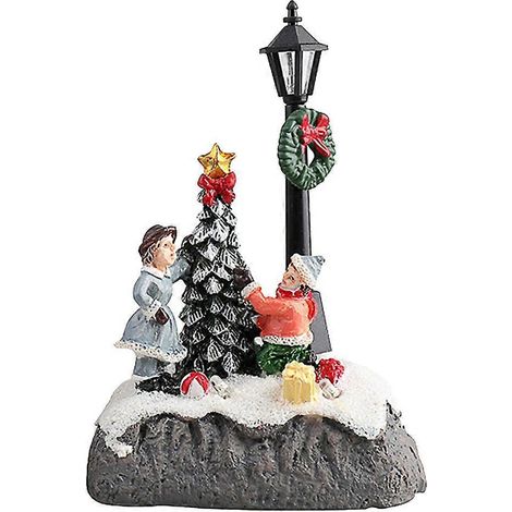 mini décoration de bureau LED en résine pour Noël, micro-paysage (sans pile)-13X8.5X5.5CM