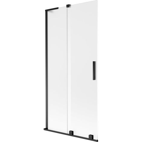 Mexen Velar L mampara de ducha de 2 paneles correderos 90 x 150 cm, escarchado, negro - 896-090-003-31-70 (1/5)
