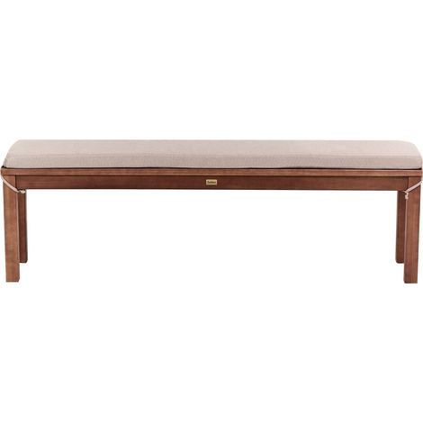 Garden Bench with Cushion Natural Eucalyptus Wood 160 cm Rectangular Rustic Style Terrace Balcony Indoor Outdoor Furniture TUSCANIA (1/5)