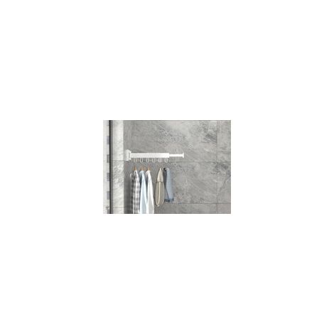 Portemanteau Mural Pliable avec Barre à Serviettes, Rétractable, Charge Maximale 20kg, Couleur Blanche, Idéal Balcon et Chambre, Marque GROOFOO (1/5)