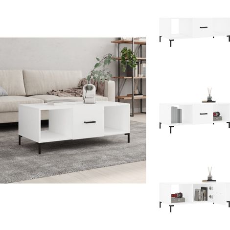 Couchtisch Weiß 102x50x40 cm Holzwerkstoff - Couchtisch - Wohnzimmerstil - Weißer Couchtisch - Sideboard - TV-Stand (1/5)