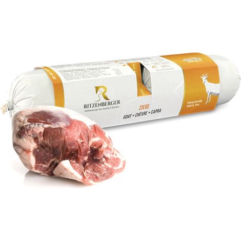 Ziegenfleisch Doppelbrötchen (2x400g) Reines Fleisch Hundenassfutter Ritzenberger (1/3)