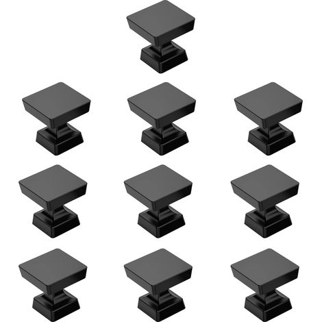 Paquete de 10 pomos para armarios de 30 mm (1,2 pulgadas) en negro mate, tiradores de un solo orificio para armarios, pomos para cómodas, tiradores para cajones y tiradores para armarios de baño, alea (1/5)