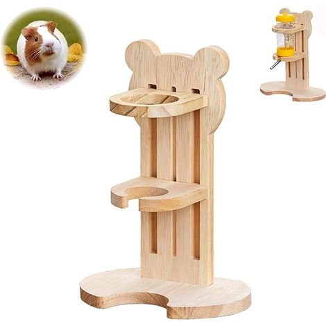 Hamster Bottle Set, Hamster Bottle and Bear Shaped Bottle Holder Made of Solid Wood, for Hamsters, Guinea Pigs and Chinchillas, for Drinking Water (80 ml) (1/5)