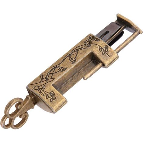Pequeño candado tradicional chino con motivo de urraca, de bronce, para muebles antiguos.