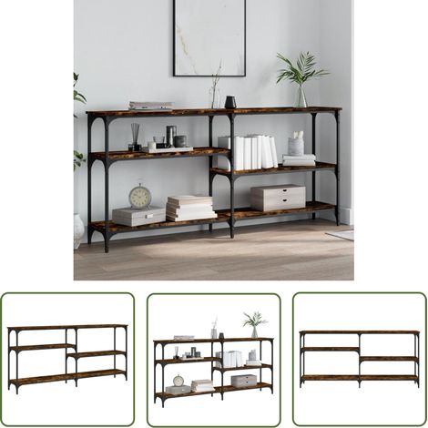 The Living Store Konsolentisch Räuchereiche 160x29x75 cm Holzwerkstoff - Konsolentisch - Flurtisch - Wohnzimmerstil - Sideboard - Regal (1/5)