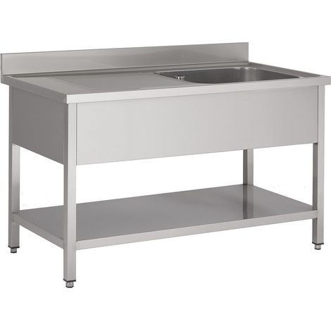 Plonge avec Étagère 1 Evier à Droite ou à Gauche - Gamme 700 - Combisteel