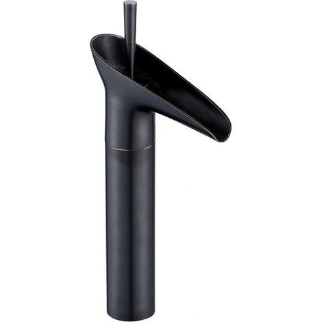 Grifos de Lavabo Baño Vintage Grifo Baño Cascada Agua Caliente y Fría Regulable con Tubo de 3/8" Negro (1/5)