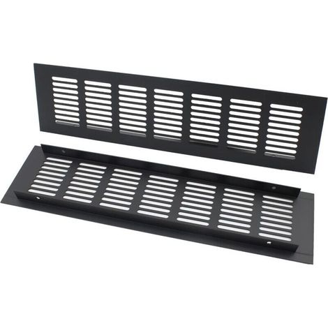 Grille d'aération rectangulaire 80 × 300 mm – Aluminium noir résistant à la corrosion – Pour ventilation cuisine et salle de bain (1/5)
