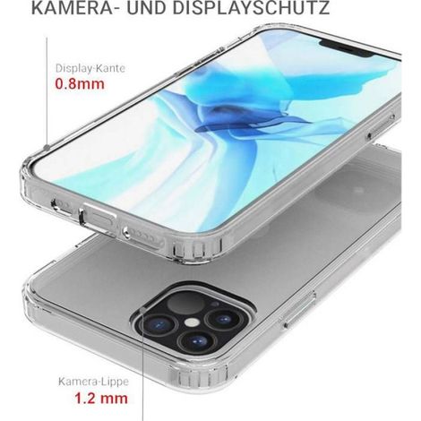 Coque Arrière iPhone 12 - Cadre TPU Anti-Choc - Dos Verre Acrylique 2H - Compatible Charge Sans Fil - Transparente - 1 Pièce (1/3)