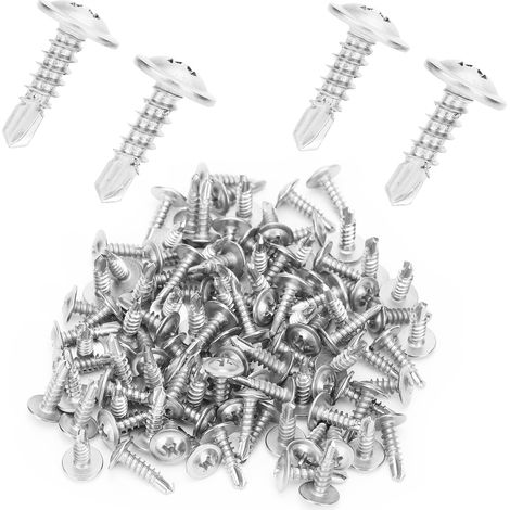 500 rondelles cruciformes M4,2 x 16 mm en acier inoxydable 410, vis autotaraudeuses à queue de perçage (1/5)