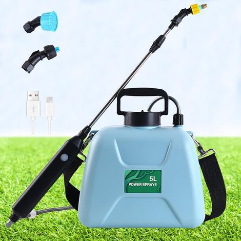 Pulvérisateur Électrique de Jardin avec 3 Buses Réglable, USB Rechargeable, Pulvérisateur de Protection des Plantes pour Jardin, Désherbage et Lavage de Voiture (5L Pulvérisateur blau) (1/5)