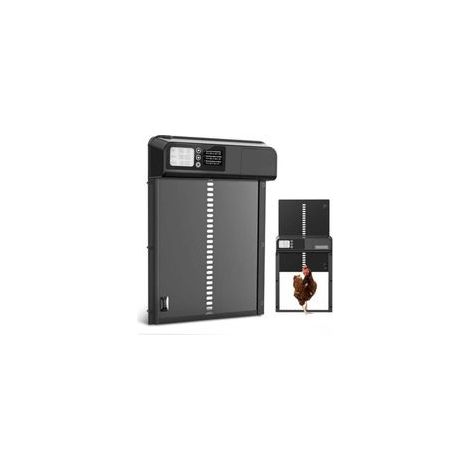 Porte automatique pour poulailler – Aluminium résistant à la corrosion – Étanchéité IP44 – Ouverture/fermeture manuelle et automatique