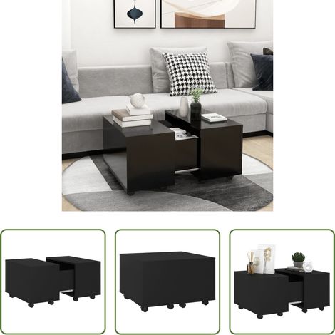 Table d'appoint -  Table basse noir 60x60x38 cm bois d'ingénierie (1/5)