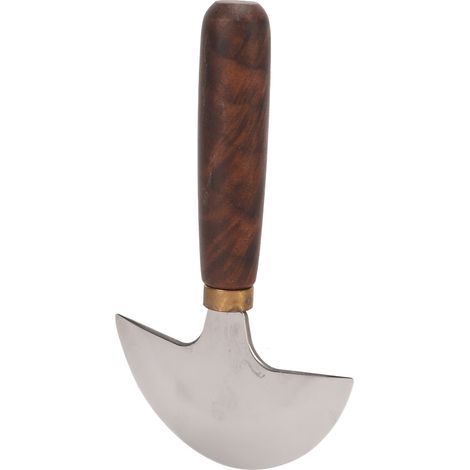 Couteau à lame ronde en cuir, manche en noyer, grand modèle à double tranchant, fait main, pour la découpe du cuir. (1/5)