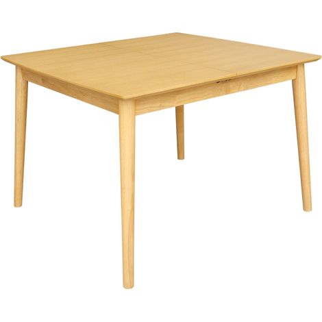 Lina rectangular extendable dining table in rubberwood and natural oak veneer 4 to 6 seats 110/140 x 100 x 75 cm