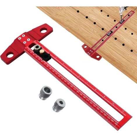 Gabarit de matériel d'armoire, règle de positionnement de perçage - Outils de chevilles réglables, gabarit de perçage de trous d'armoire en alliage d'aluminium,Localisateur de poinçon de modèle de mat (1/5)