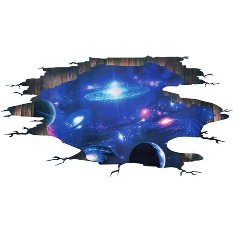 Kreativer 3D-Wandaufkleber „Galaxie-Universum“ in Blau, abnehmbares PVC, magischer 3D-Weltraumplanet (1/5)