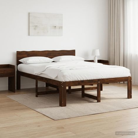 Cama doble con cabecero ROSTOCK Marrón Oscuro 135 x 190 cm (1/5)