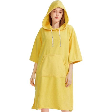 Poncho de Serviette de Plage, Poncho à Langer de Surf Cape Poncho à Capuche Absorbant l'eau - Serviette Poncho Lavable en Machine, Serviette à Langer épaisse pour Sauna, Surf (1/5)