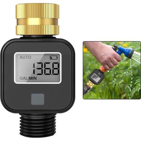 Hochpräziser Wasserdurchflussmesser — Misst Wasserverbrauch und Durchflussrate — 3/4-Zoll-Gewinde — Geeignet für Gartenschläuche und Rasensprenger