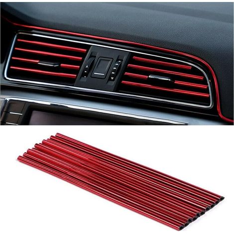 Lntyq Lot de 50 garnitures en PVC pour grille d'aération de voiture - Pour toutes les sorties d'aération droites (rouge) (1/5)