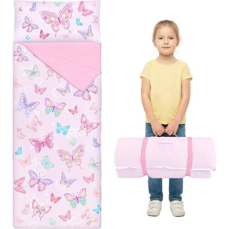 Sac de Couchage pour Enfants avec Oreiller Amovible et Couverture 15060cm,Papillon (1/5)