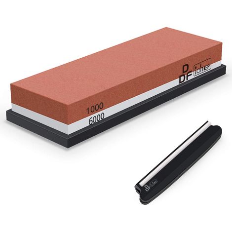 ZOLGINAH Pierre à Aiguiser 1000/6000 [Dernière Version], Aiguiseur de Couteau Professionnel 2-en-1 Pierre à Affûter Double-Face avec Base en Silicone Antidérapant et Guide d'Angle (1/5)