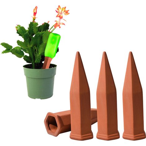 Jarron de Plantar Auto Irrigateurs Set de 4 Pics Terracotta Autonomie Hydratation Durable pour Vacances Recyclage Bottes Vin (1/5)