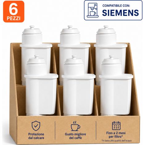 Mutital 6 Filtri Acqua per Macchine da Caffè Siemens, Compatibili con EQ3, EQ5, EQ6, EQ7, EQ8, EQ9, EQ500, TZ70003, TCZ7003, TCZ7033 – Cartucce Filtranti di Ricambio (1/5)