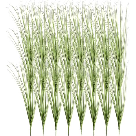 24 Pcs Gazon Artificiel Plantes,20,5" Plastique Faux Blé Herbe Verdure Arbustes Extérieur Artificiel Arbustes Faux Buissons pour Maison Jardin Façade, Vert (1/5)
