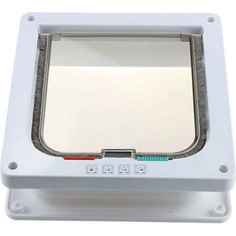 Cat Flap - 4-Way Locking - For Cats and Small Dogs - Easy to Install and Use - Large, White