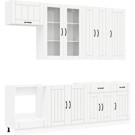 vidaXL Set di armadi con cassetto 8 pcs Bianco Legno multistrato