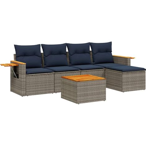 Maison Exclusive - 6-tlg. Garten-Sofagarnitur mit Kissen Grau Pol
