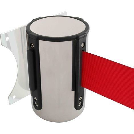 Enrouleur mural chromé sangle rouge 5 m