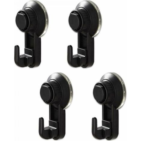 Set mit 4 Saugnapfhaken, starke Haken ohne Bohren, wiederverwendbar und wasserdicht für Küche und Bad, maximale Traglast: 5 kg (schwarz) (1/5)