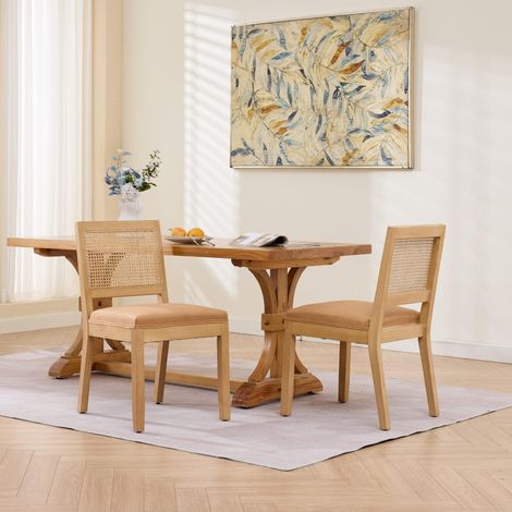 Pack de 2 sillas de comedor FloraGrace, 86 x 48 x 56 cm, madera beige, ahorran espacio (1/5)