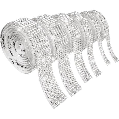 rotoli di nastro con strass di cristallo, nastri autoadesivi con strass color argento (1/5)