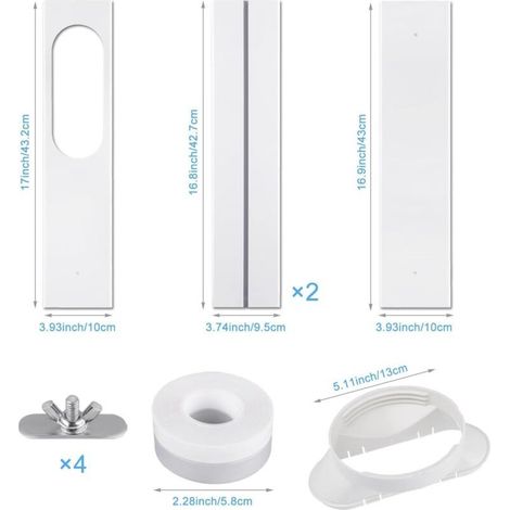 Kit ventilation fenêtre AC portable Panneau PVC réglable + joint Pour tuyau 13 cm (1/5)