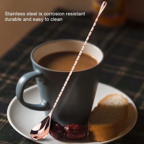 1 Stück Cocktaillöffel aus Edelstahl, Getränke- und Kaffeemischwerkzeug mit langem Griff (Nr. 5) (1/5)