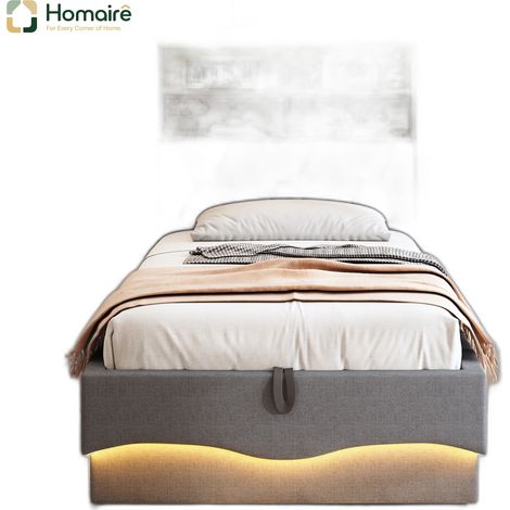 Bettgestell und Polyester 221 x 93 x 131 cm aus Leinen grau HOMAIRE (1/5)