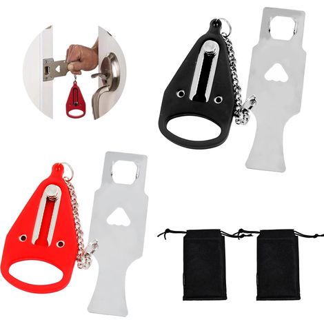 Serrure de porte portable 2 pièces, serrures de porte de voyage portables, loquet de brouilleur de porte amovible sans perage (1/5)
