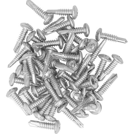 Vis à métaux autoforeuses 4,8x19 mm, tête ronde, acier carbone zingué bleu-blanc, 50 pièces, Phillips (1/5)