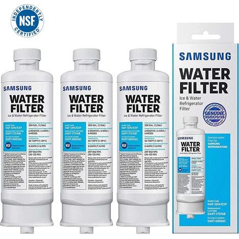 Mimiy – Paquete de 3 filtros de agua para refrigerador – Compatible con Samsung DA97-17376B – Filtración de 300 galones – Carbón de coco natural - DA97-08006C (1/5)
