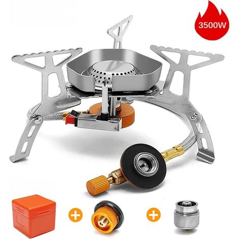 Réchaud à gaz de camping puissant, résistant au vent, brûleur touristique portable, réchaud de camping, équipement de chauffage pour pique-nique et randonnée en plein air, réchauds de cuisine portable (1/5)