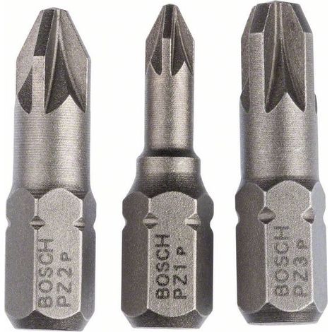 Bosch 3tlg. Schrauberbit-Set Extra-Hart (PZ) PZ1 PZ2 PZ3 25 mm