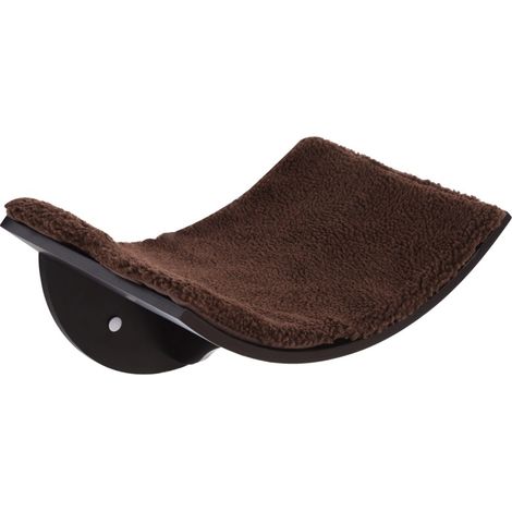 Reposoir mural pour chat en peluche marron 41 x 28 x 21 cm avec fixation murale (1/5)