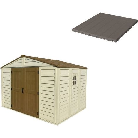 Pavimento per Casetta Box da Giardino 325x240x233 cm in Plastica Grigio