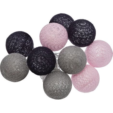 Guirlande décorative à piles 10 LED Boules en Coton D 6 x L 165 cm - Multicolore - Atmosphera